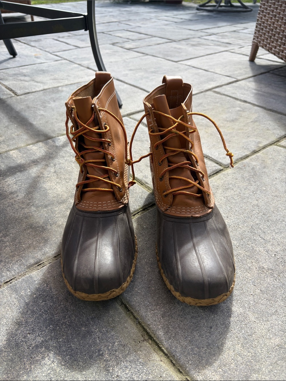 L.L. Bean Brown and Dark Brown Waterproof Lace-Up Duck Boots